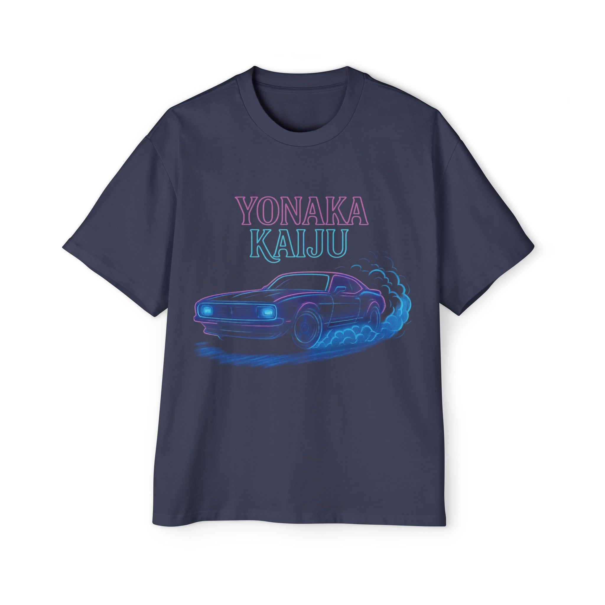 Yonaka Kaiju Neon Muscle Car Tee — Retro Vaporwave Racing T-Shirt