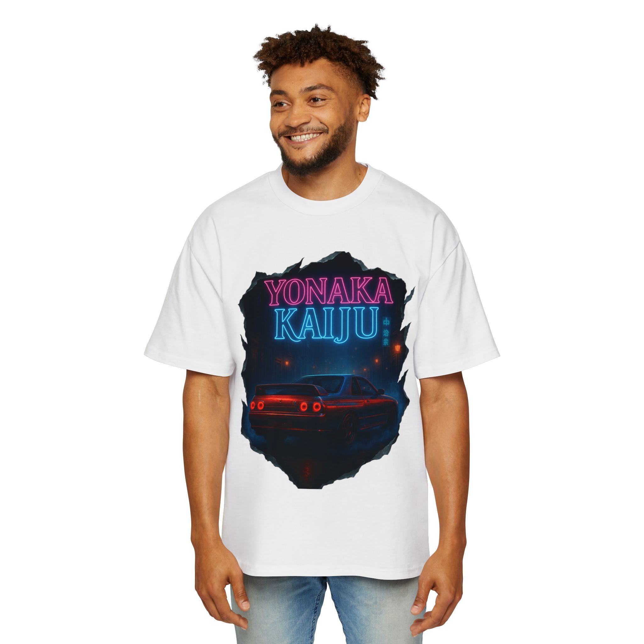 Yonaka Kaiju Tee — Retro Neon Car Graphic T-Shirt