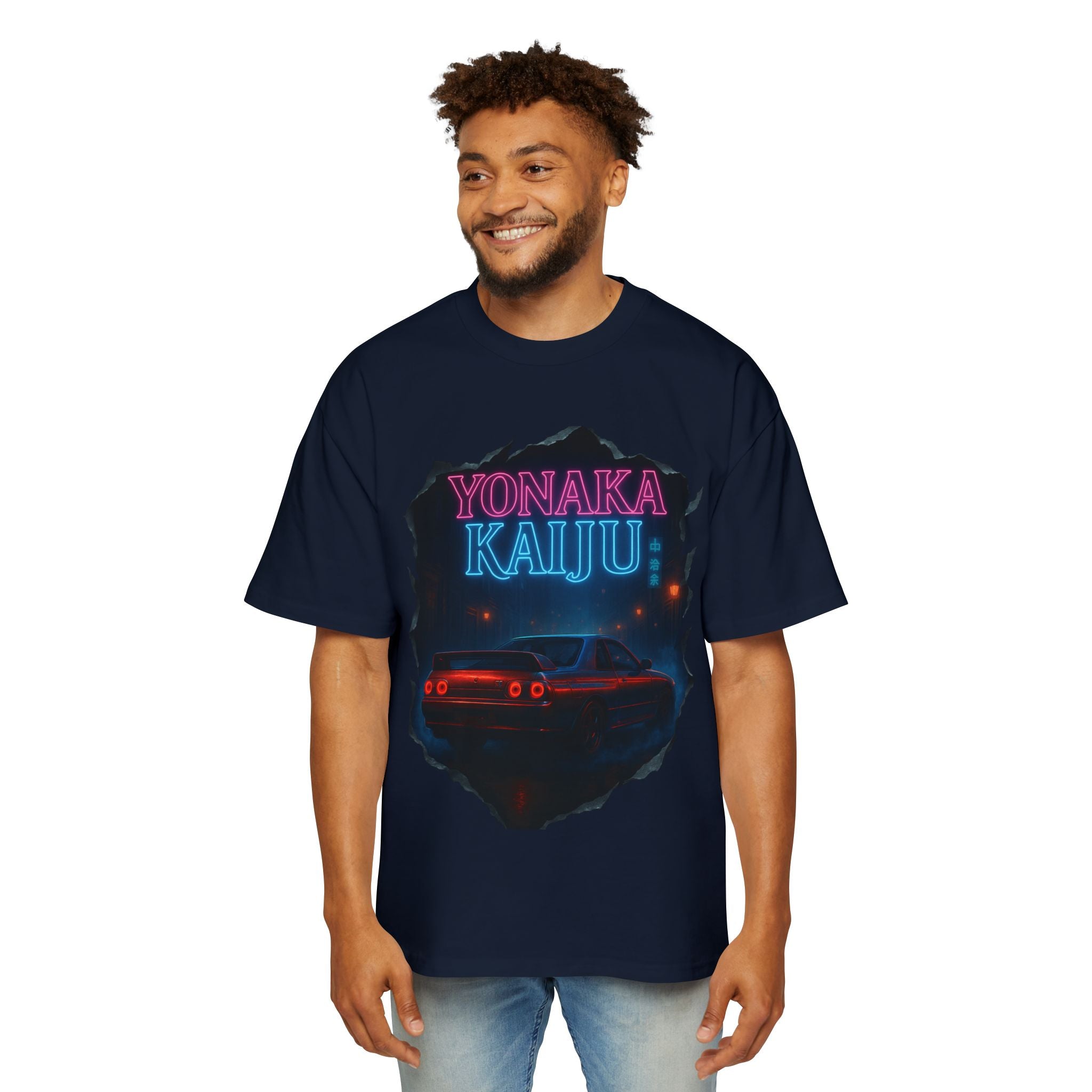 Yonaka Kaiju Tee — Retro Neon Car Graphic T-Shirt