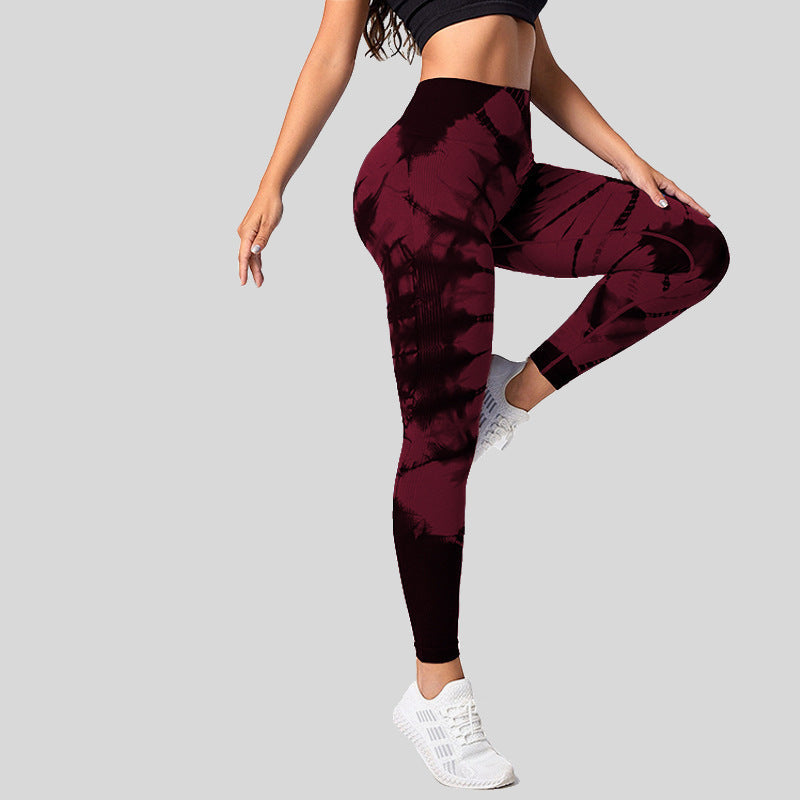 Women’s Tie-Dye Seamless Yoga Pants – High Waist, Hip-Lifting, High-Elastic Leggings for Fitness & Everyday Wear
