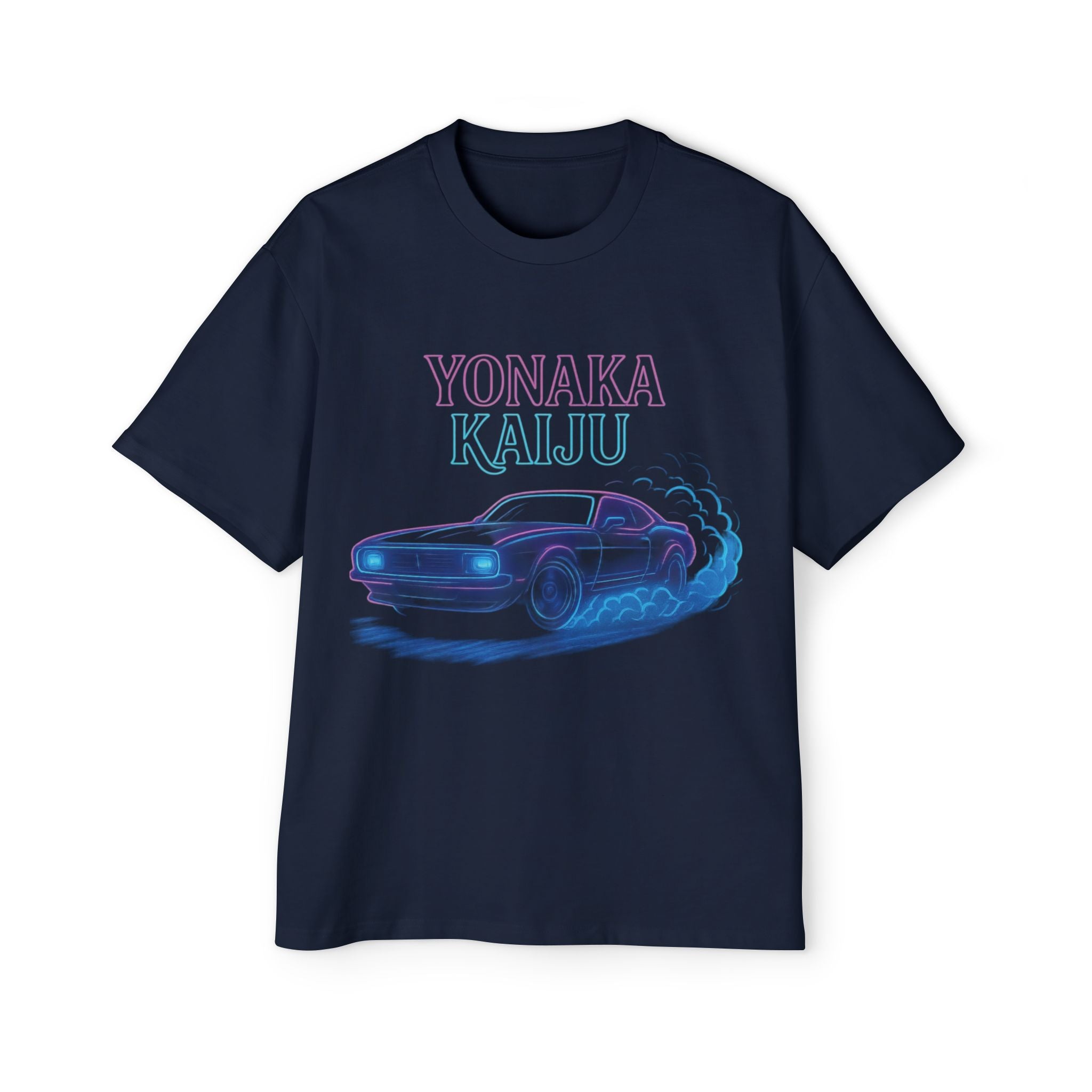 Yonaka Kaiju Neon Muscle Car Tee — Retro Vaporwave Racing T-Shirt